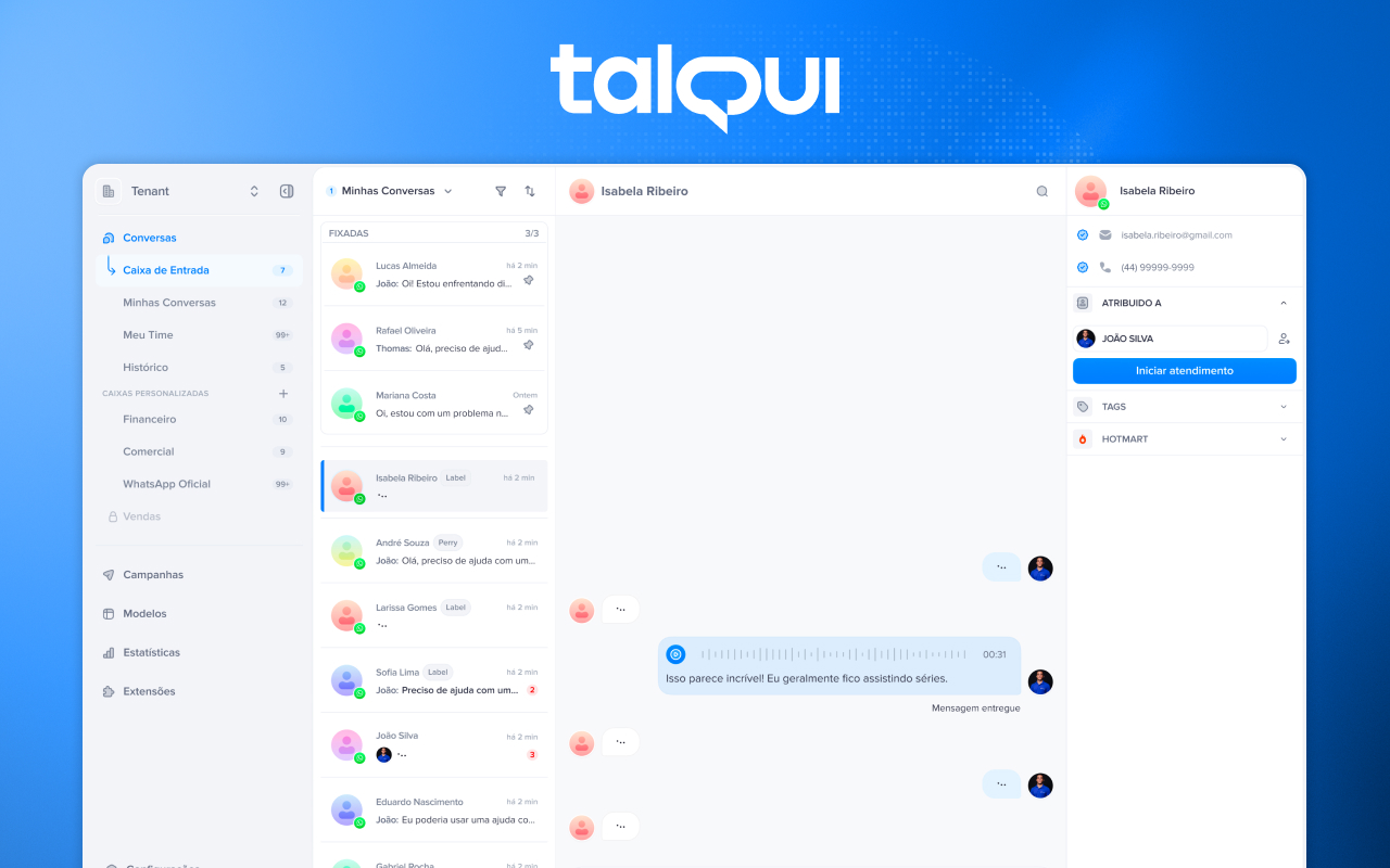Talqui unified inbox — every channel in one screen